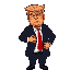 donald trump riding a secret service agent piggyback. trump has an angry orange face, with a black suit and red tie. the agent is looking strained from holding trump, and is sweating.