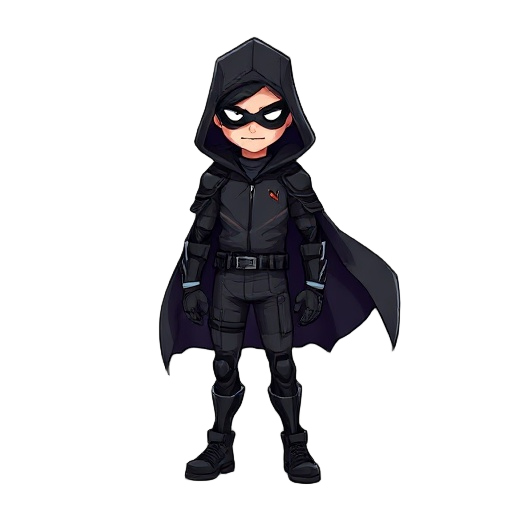 cyberpunk style black cape character