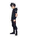 a cyberpunk male character side view