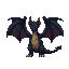 medieval  big dragon, darkness, monstrous, big wings  designed for a retro-style farming simulation game.
