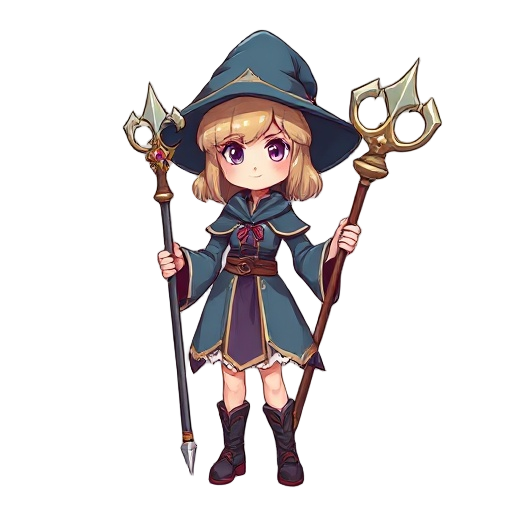 girl mage with staff 