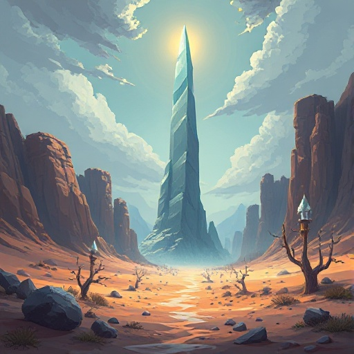 tall spire of might and magic in deserted area