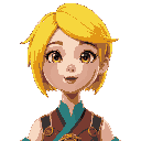 women with medium short hair, bright yellow hair, tongue piercing, chinese fairy tale style clothes