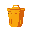 orange trash bin, clear iconography