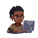 a lightskin dev on his computer, looking focused, he has braids
