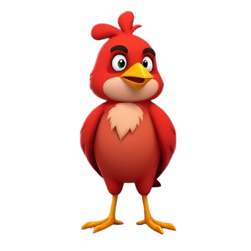red bird-man, standing