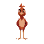 red bird-man, standing