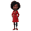 an afro brazilian woman in a red trenchcoat