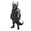 detailed outfit design for a dragonslayer in the style of tibia, inspired by guts from berserk