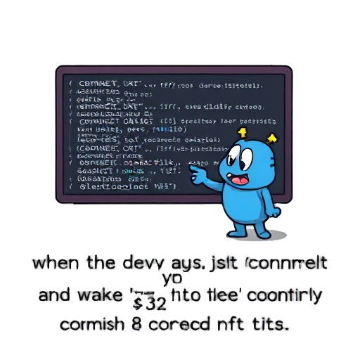 📸 image: skrumpey pointing at a wall of indecipherable code 🗨️ text: "when the dev says just connect your wallet and you wake up in the 32nd century with 8 cursed nfts."
