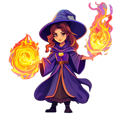 wizard girl use fire magic