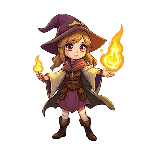wizard girl use fire magic