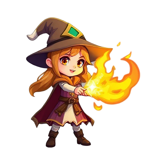 wizard girl use fire magic