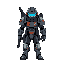 generate a mecenary with unique armor and weapons with inspiration from cyberpunk 2020, eclipse phase, trauma team. better helmets