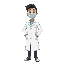 man in white lab coat wearing mouth mask 
