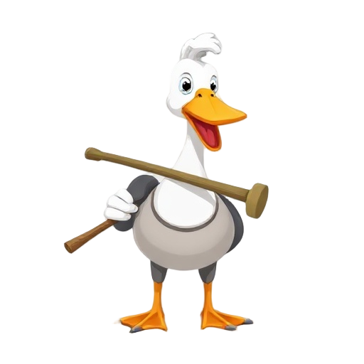 goose holding a flail in its mouth