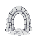 portal with arch shape made of white stone 