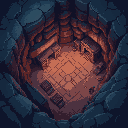 background of an underground ancient city in top down view with 10x10 grid