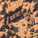 background of an ancient city in top down view with 10x10 grid