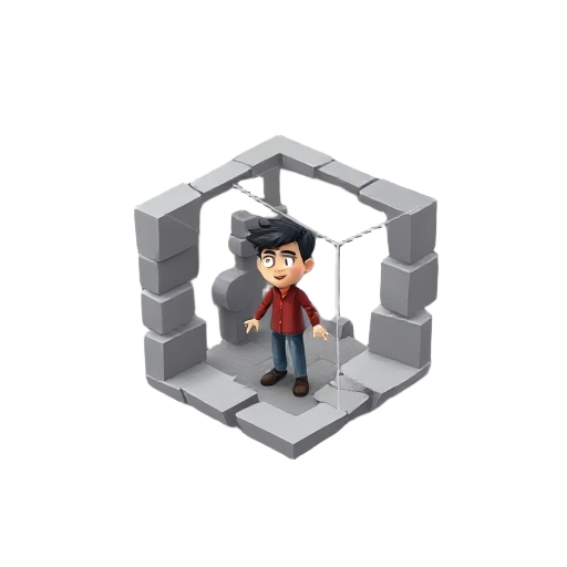 a person stuck in a 4d dimension