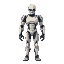 bionic man, flesh body and head, robotic arms and legs