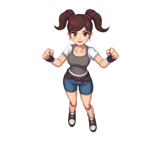 create a female protaganist that uses fists for weapons