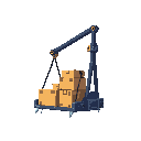 cyberpunk a small crane claws for transport some boxes