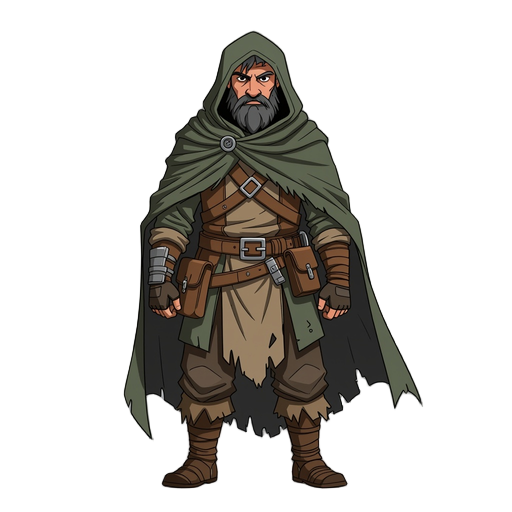 a nomad of an post-apocalyptic world, with a cloak
