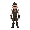 apocalypse game character, falout like, raider, leather outfit, spikes on shoulders