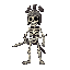 a simple skeleton warrior, with a steel sword and helmet