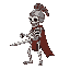 a simple skeleton warrior, with a steel sword and helmet, side view