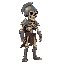 skeleton warrior, side view, steel armor and helmet