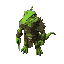 green lizardman, wears leather armor and has a scimitar