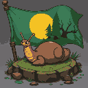 a flag with a slug and a swamp on it