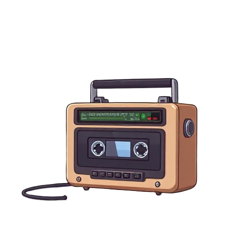 small old recorder (that works on cassette) side view slightly from above