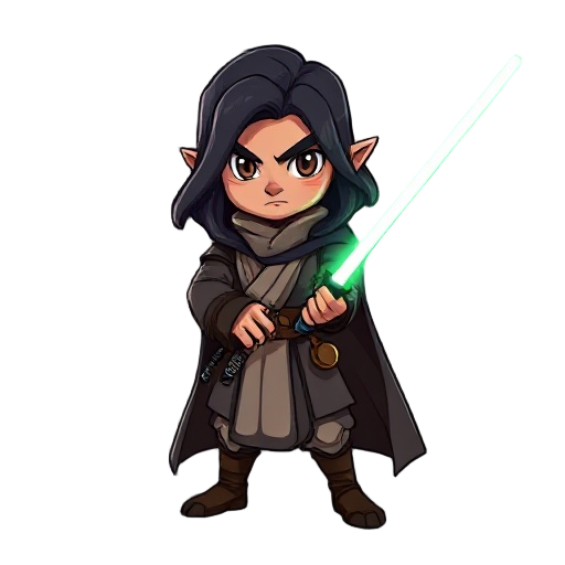 **prompt for creating a jedi version of exar kun game sprite:**  "design a high-resolution game sprite of exar kun as a jedi, capturing his iconic features while embodying the essence of a jedi knight. the sprite should include the following elements:  1.