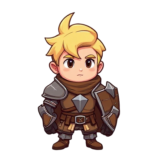 young blonde knight wearing leather armors