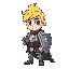 young blonde knight wearing leather armor