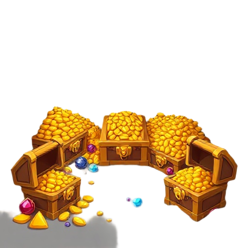 treasure room, gold piles, treasure chests, jewels, rubies, diamonds