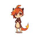 salamander girl chibi fire effect shothair redhair