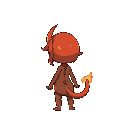 salamander girl chibi fire effect shothair redhair back