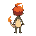 salamander girl chibi fire effect shothair redhair back