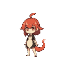 salamander girl chibi fire effect shothair redhair back45