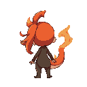 salamander girl chibi fire effect shothair redhair back