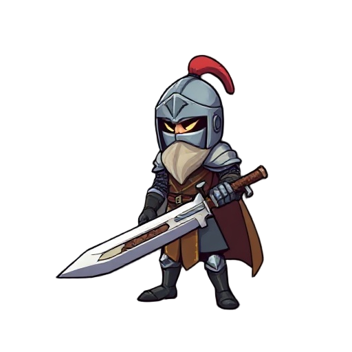 an idle knight with a big two-handed sword in 2d pixelated fantasy