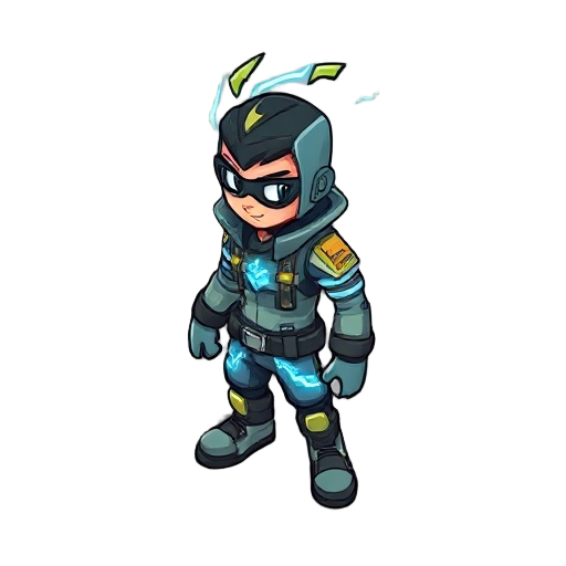 genera un sprite  isometrico para mi personaje, es un electricista, el estilo de graficos starcraft y tama;o de los personajes de pokemon