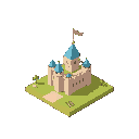 square castle, cartoon, simple, 