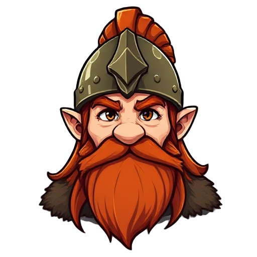 create a redhead warrior dwarf, he has a bronze helmet on his head. i has long hair and beard. 