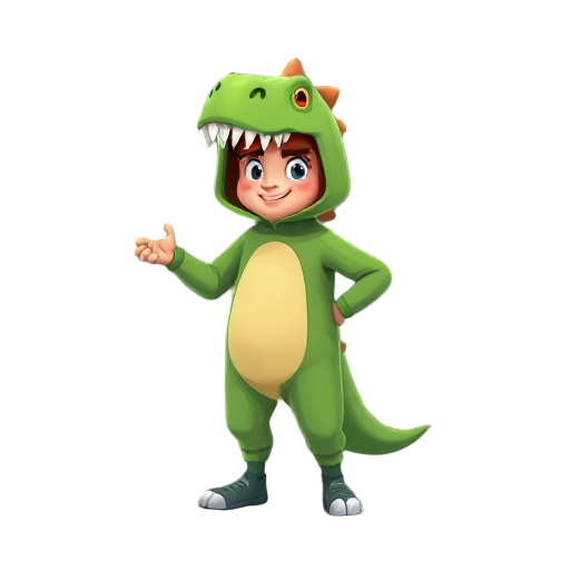a man with dinosaurus costume cute green costume