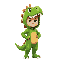 a man with dinosaurus costume cute green costume